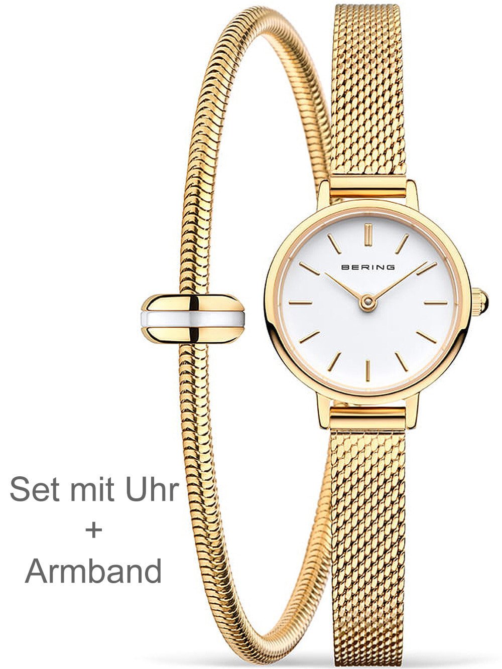 Женские наручные часы с золотым браслетом Bering 11022-334-Lovely-1 Classic ladies 22mm 3ATM