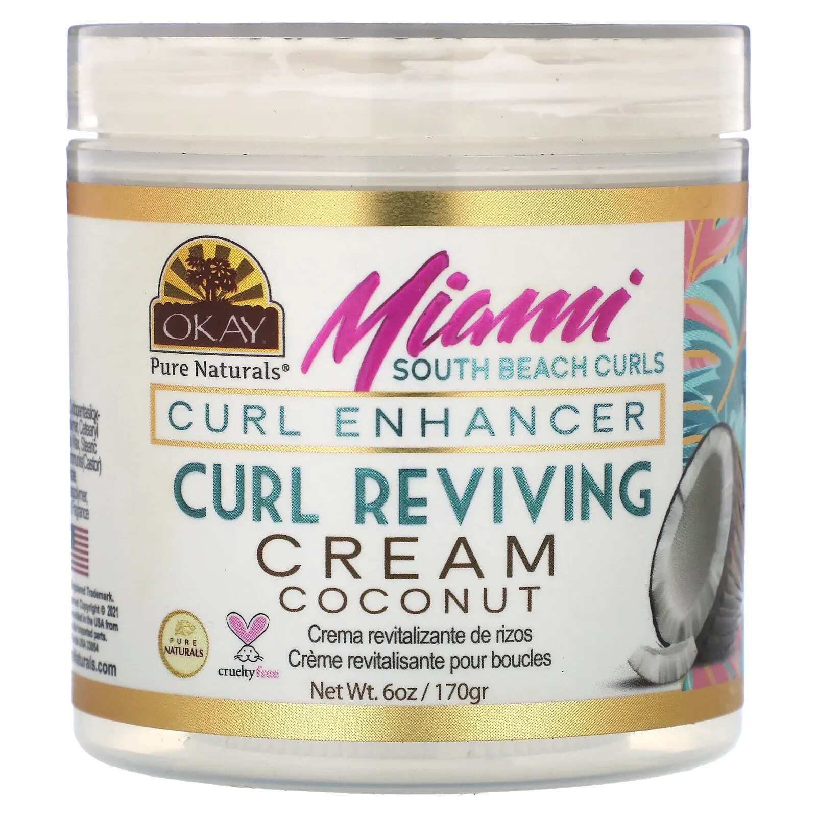 Okay Pure Naturals, Miami South Beach Curls, Curl Enhancer, крем для восстановления локонов, 170 г (6 унций)