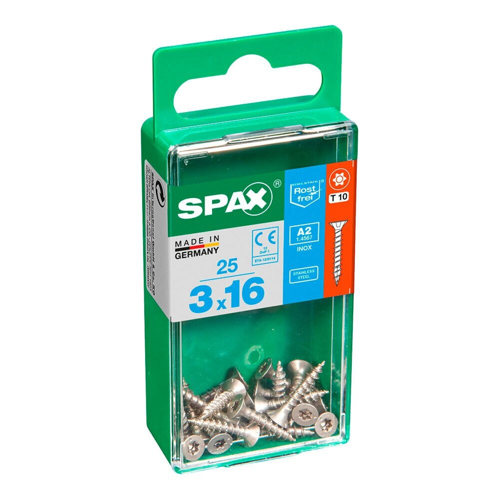 SPAX A2 Inox 3.0x16 mm Flat Head Wood Screw 25 Units