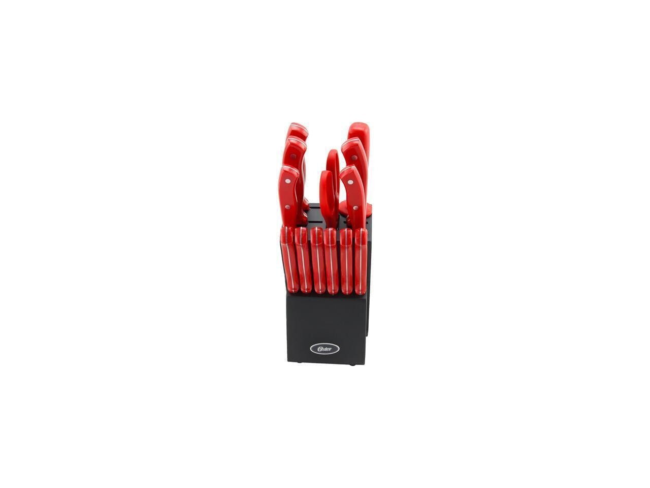 Oster 81011.14 Evansville 14 Piece Stainless Steel Cutlery Brown Set, Red Handle