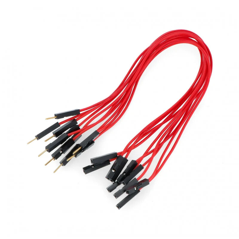 Connecting cables female-male 20cm red - 10pcs