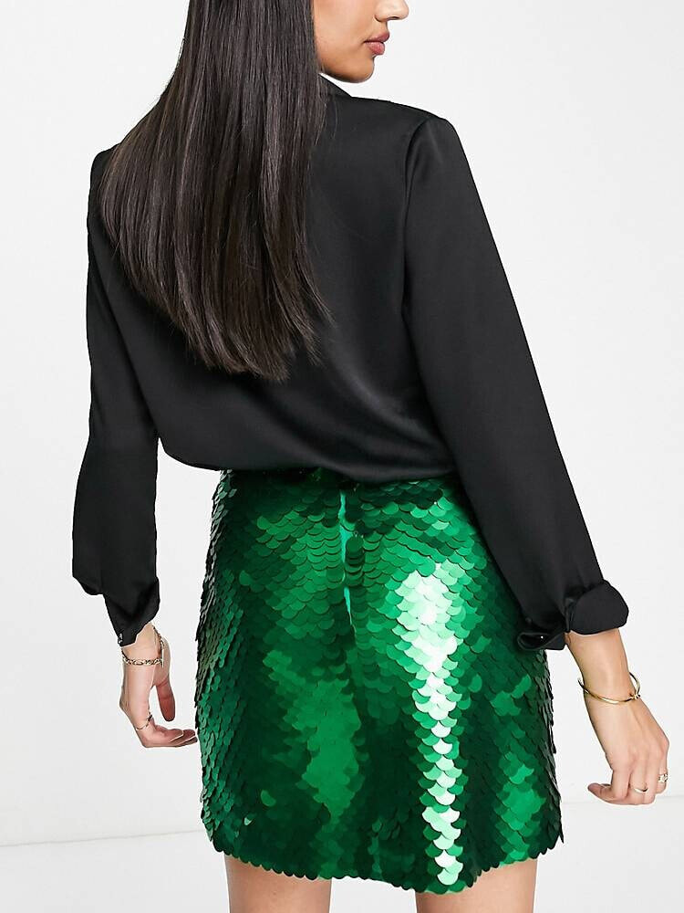 Green sequin outlet mini skirt