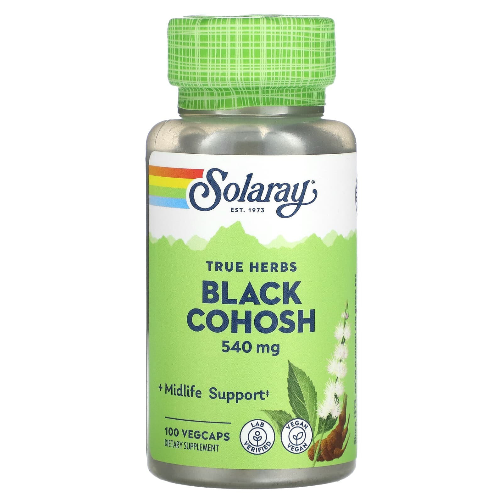 Solaray, True Herbs, черный кохош, 540 мг, 100 растительных капсул
