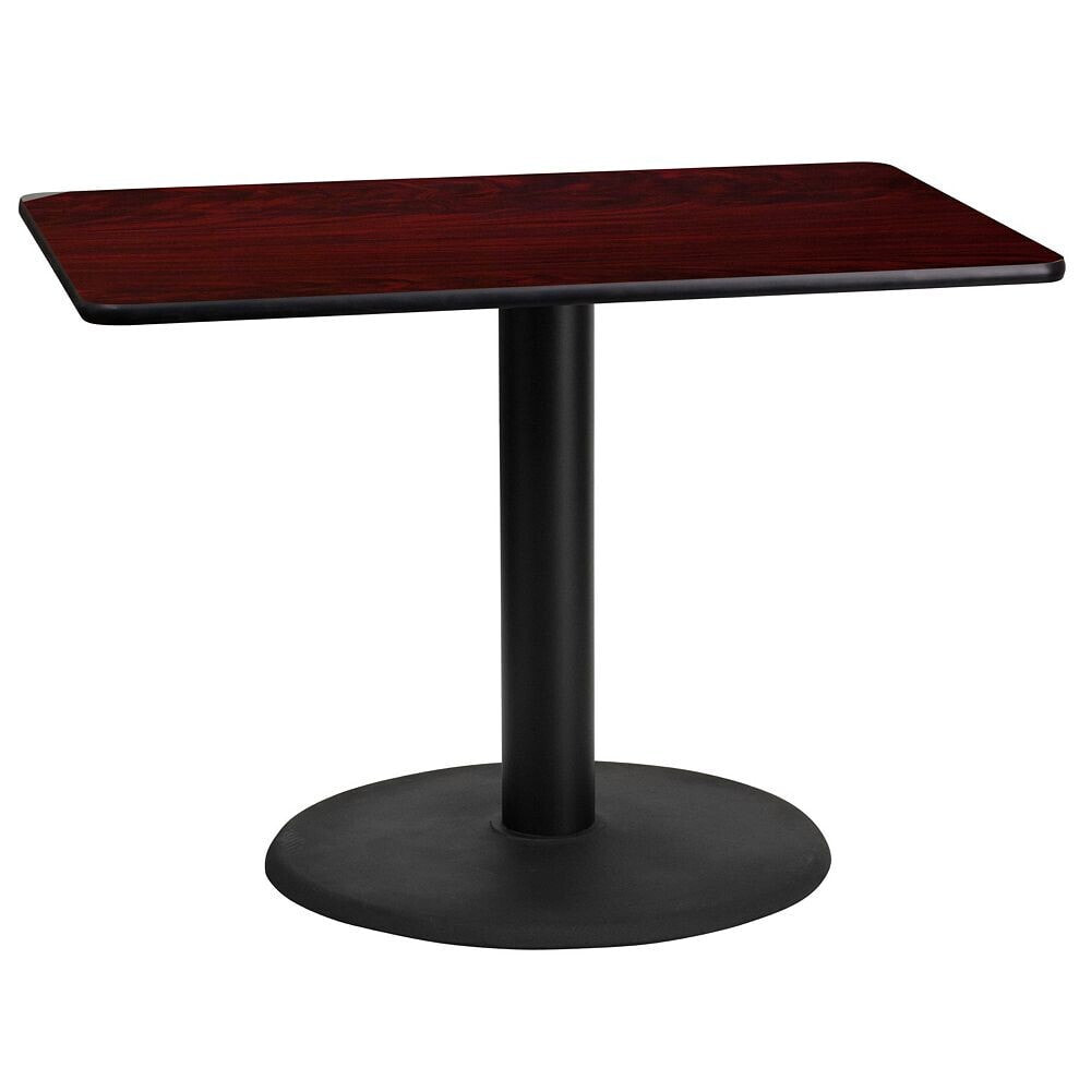 Flash Furniture 24'' X 42'' Rectangular Mahogany Laminate Table Top With 24'' Round Table Height Base