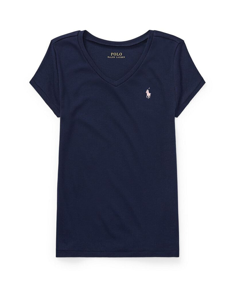 Polo Ralph Lauren big Girls Cotton Jersey V-Neck T-shirt