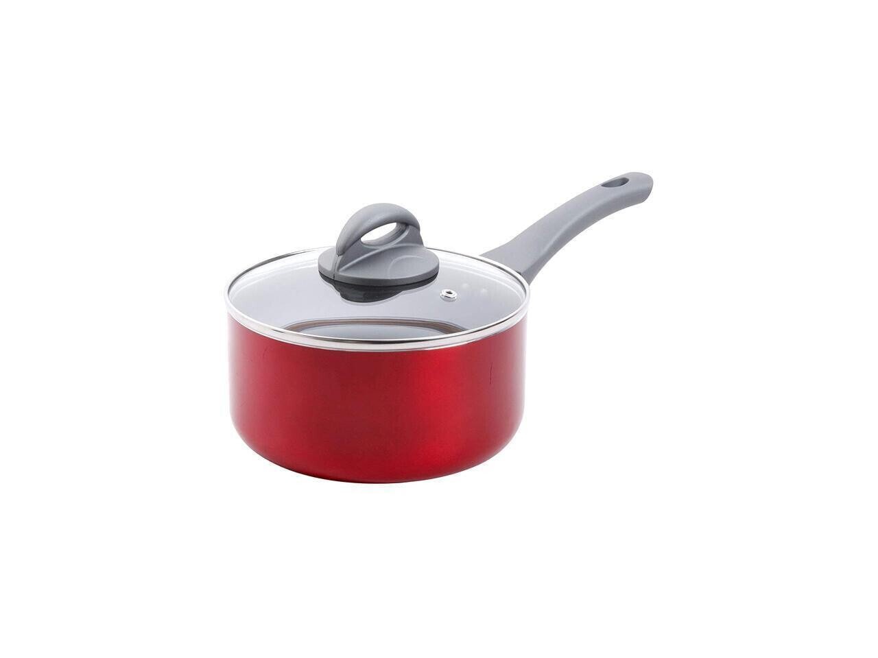 Oster Herscher 3.5 Quart Aluminum Sauté Pan with Lid in Red