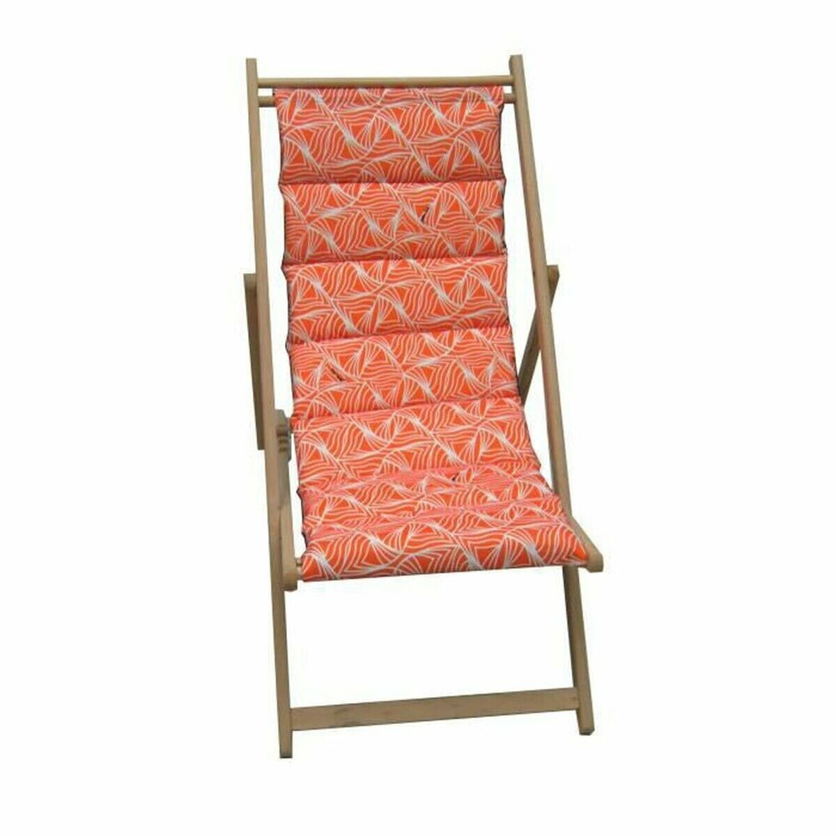 Sun-lounger Jardin Prive Wave Orange Canvas beech wood (106 x 55 x 95 cm)