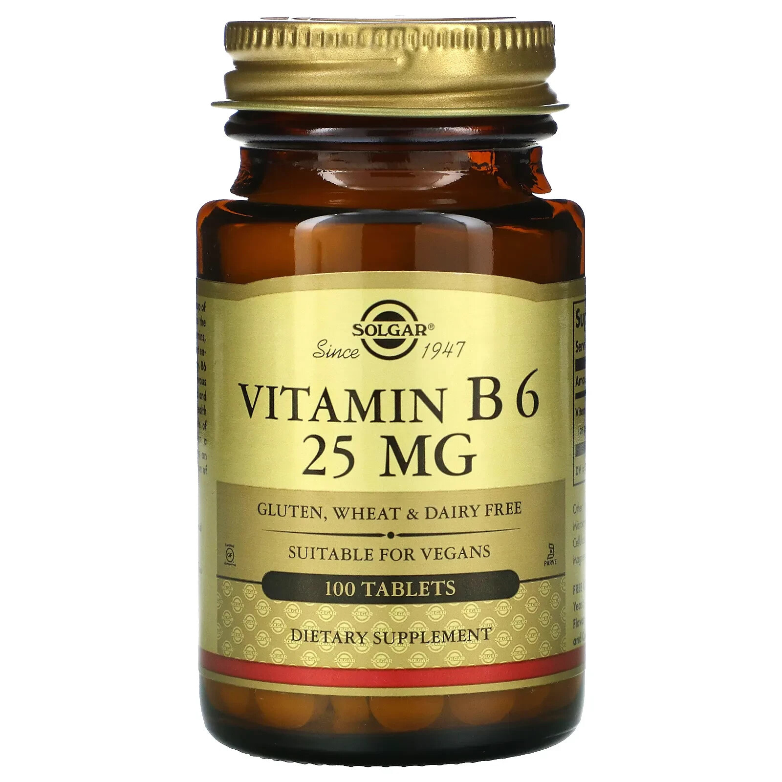 Vitamin B6, 25 mg, 100 Tablets