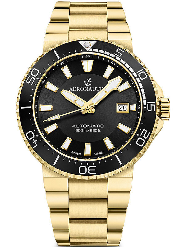 Мужские наручные часы с золотым браслетом Aeronautec ANT-44086-05 Sports Diver automatic 43mm 200M