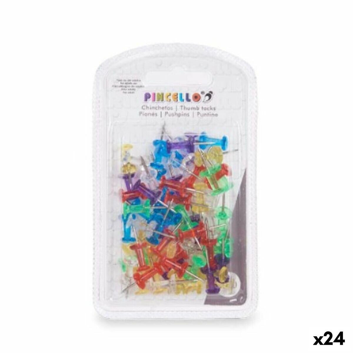 Drawing pins Multicolour Metal Plastic (24 Units)