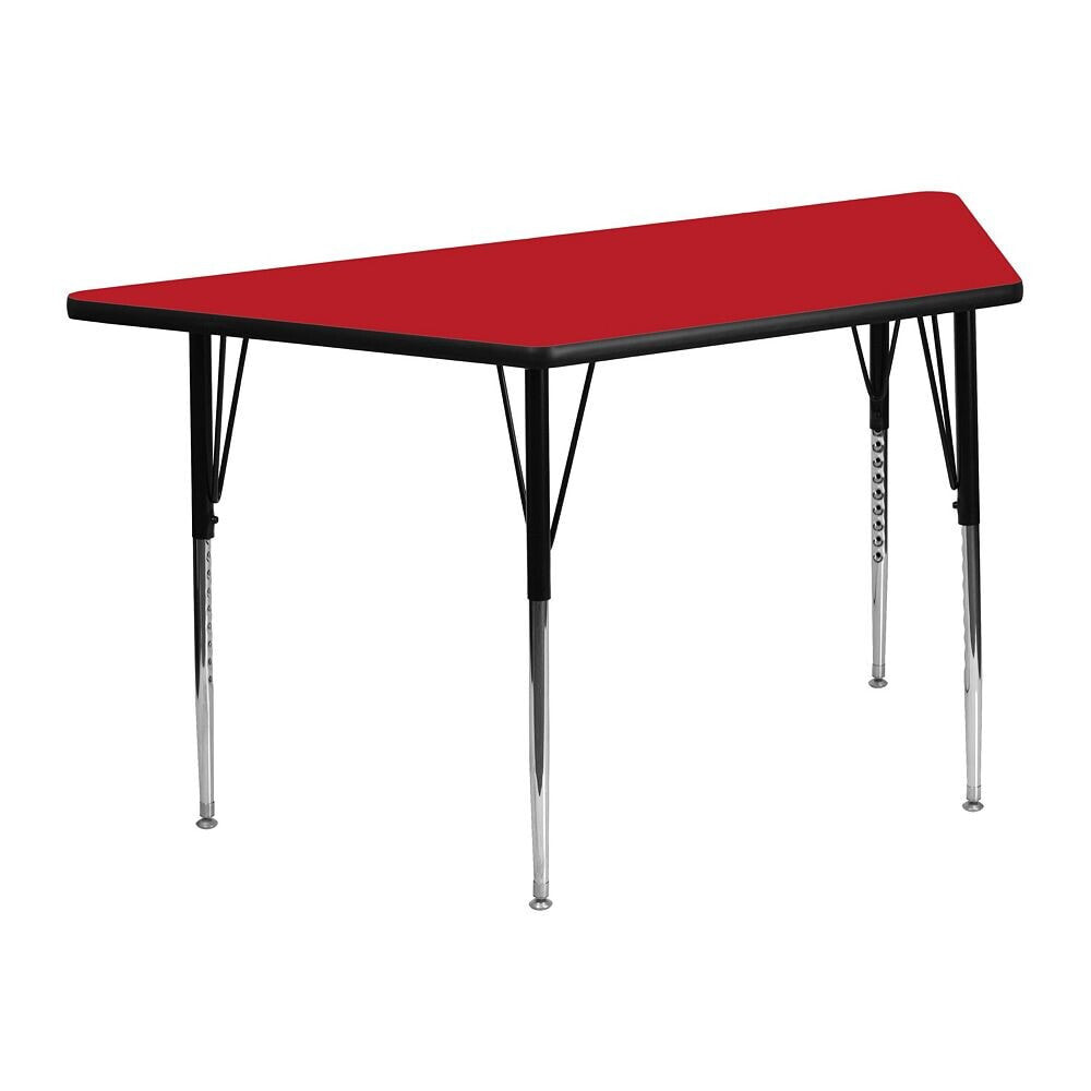 Flash Furniture 25''W X 45''L Trapezoid Red Hp Laminate Activity Table - Standard Height Adjustable Legs