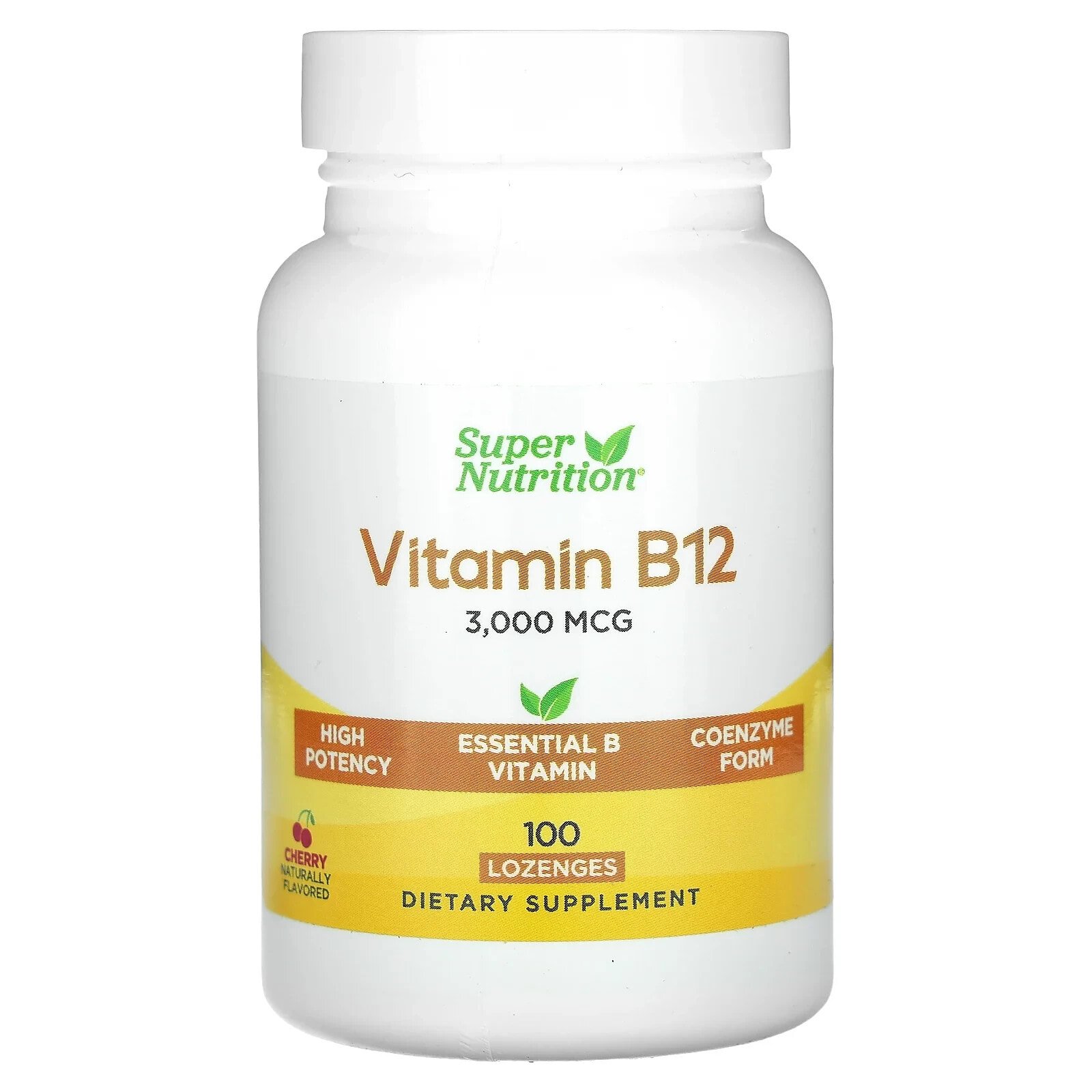 Vitamin B12, Cherry, 3,000 mcg, 100 Lozenges