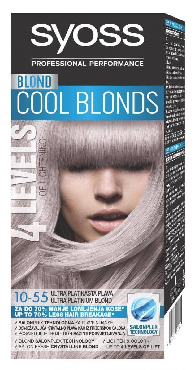 Syoss 4 Levels Cool Blonds Hair Color 10-55  Стойкая краска для волос, оттенок ультра платиновый блонд