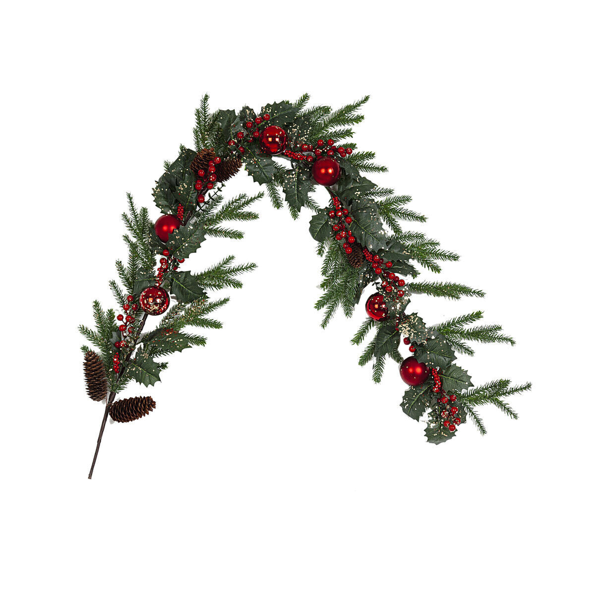 Christmas garland Romimex Red Green Golden Polyethylene Fir Christmas Baubles 20 x 150 x 20 cm