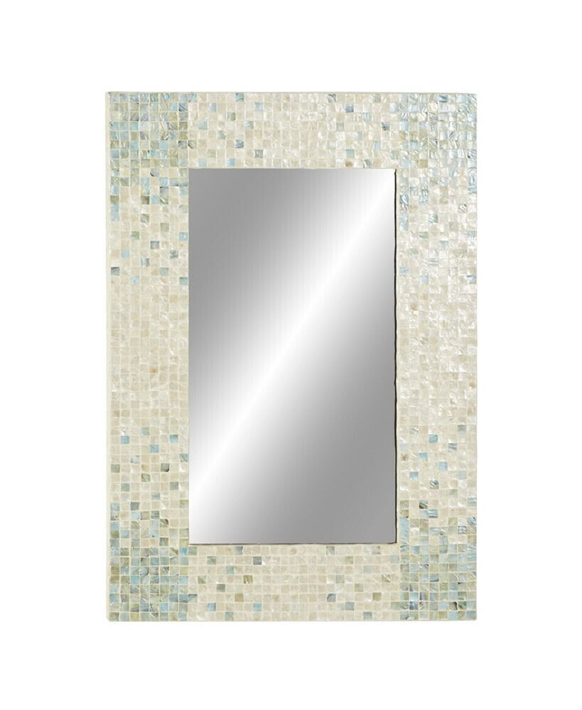 Grey Coastal Mother of Pearl Wall Mirror, 36 x 48