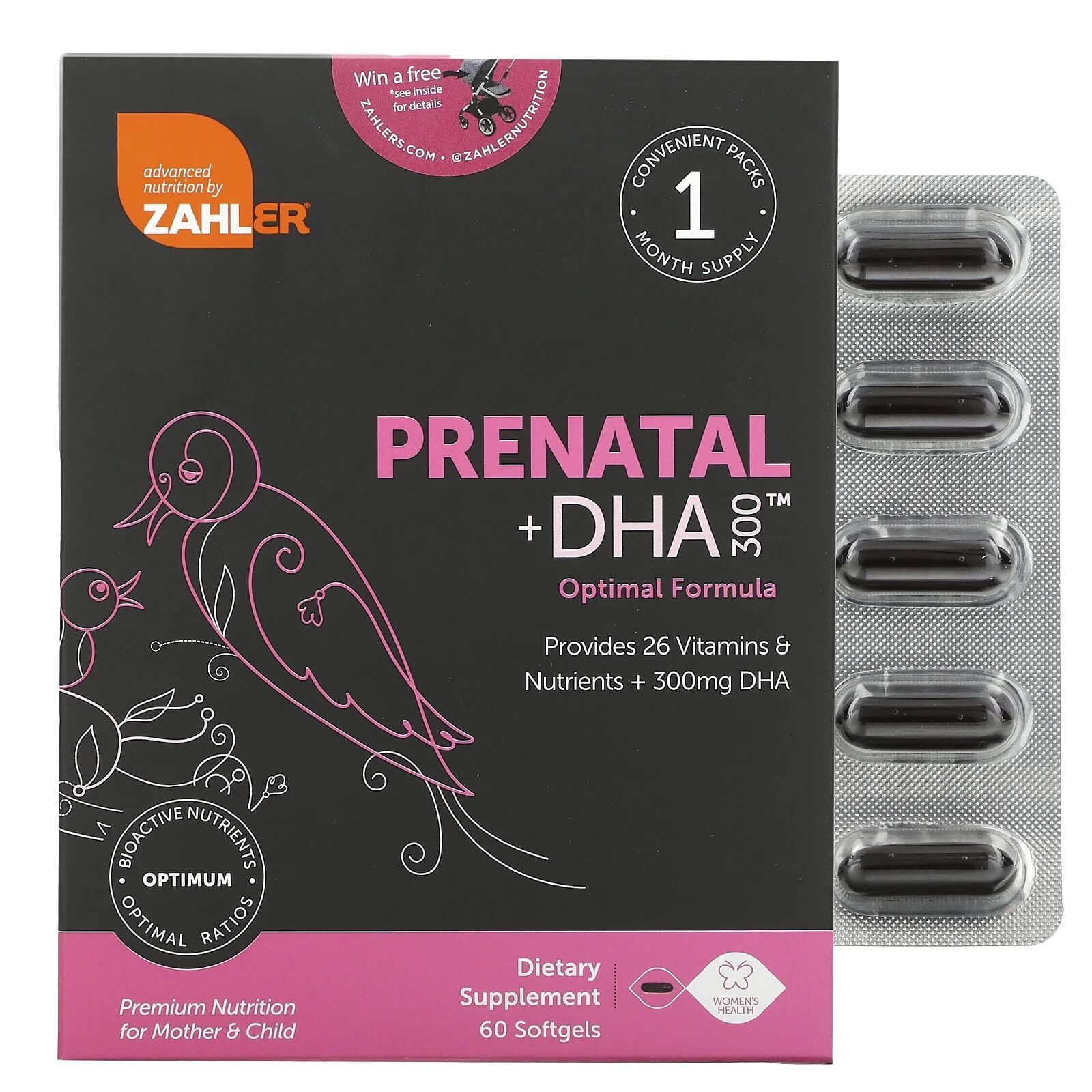 Zahler, Prenatal + DHA 300 Optimal Formula, 60 Softgels