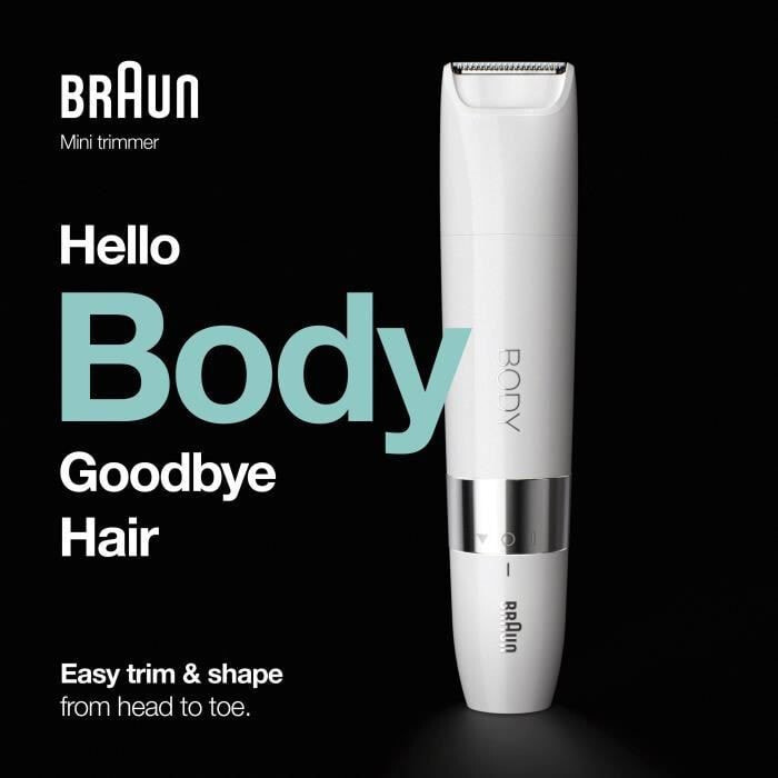 Электрический триммер для тела Braun Body Mini BS1000 для мужчин и женщин - Влажный и сухой - Многоцелевой - Белый