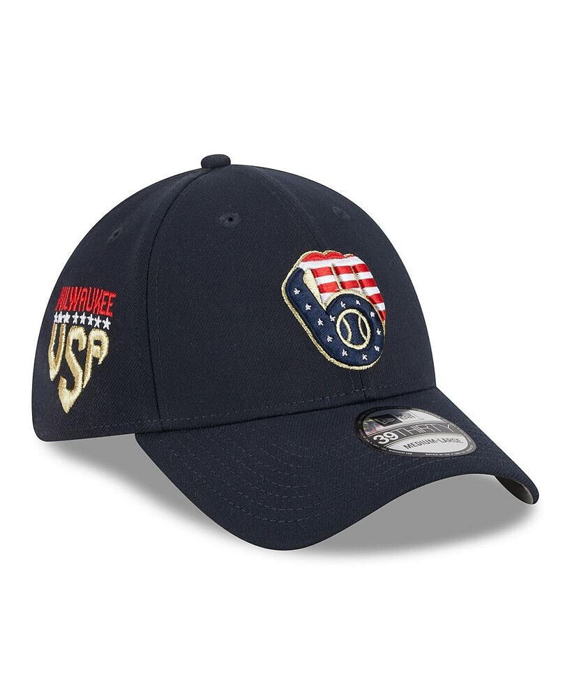 New Era men's Navy Milwaukee Brewers 2023 Fourth of July 39THIRTY Flex Fit Hat