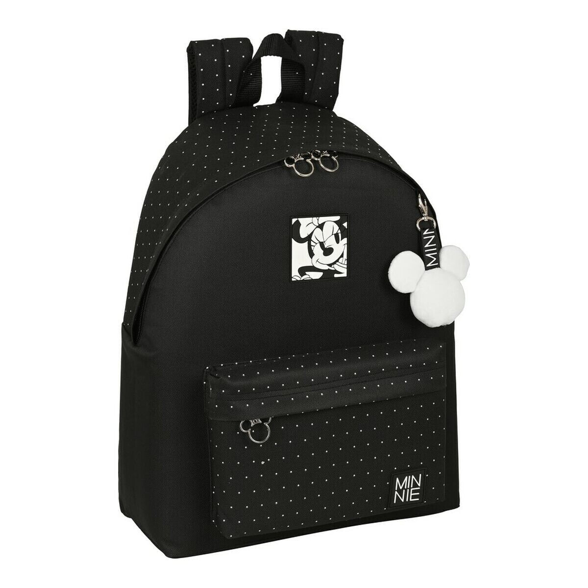 School Bag Minnie Mouse Topitos Black 33 x 42 x 15 cm