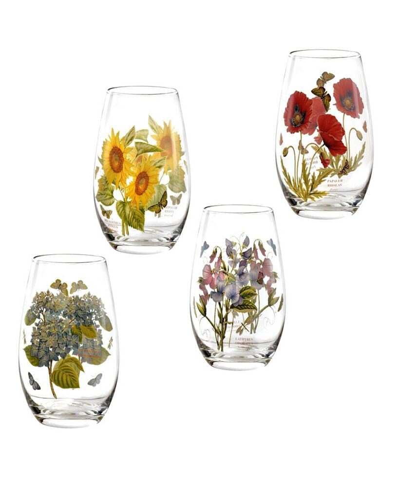 Portmeirion botanic Garden Set/4 Stemless Wine Glasses