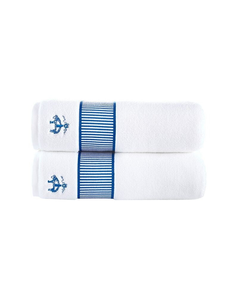 Brooks Brothers fancy Border 4 Piece Turkish Cotton Wash Towel Set