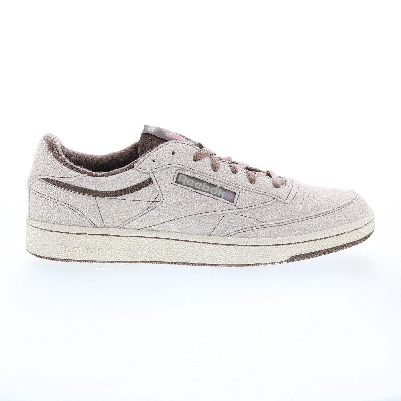 Reebok Club C 85 Vintage Mens Beige Suede Lace Up Lifestyle Sneakers Shoes