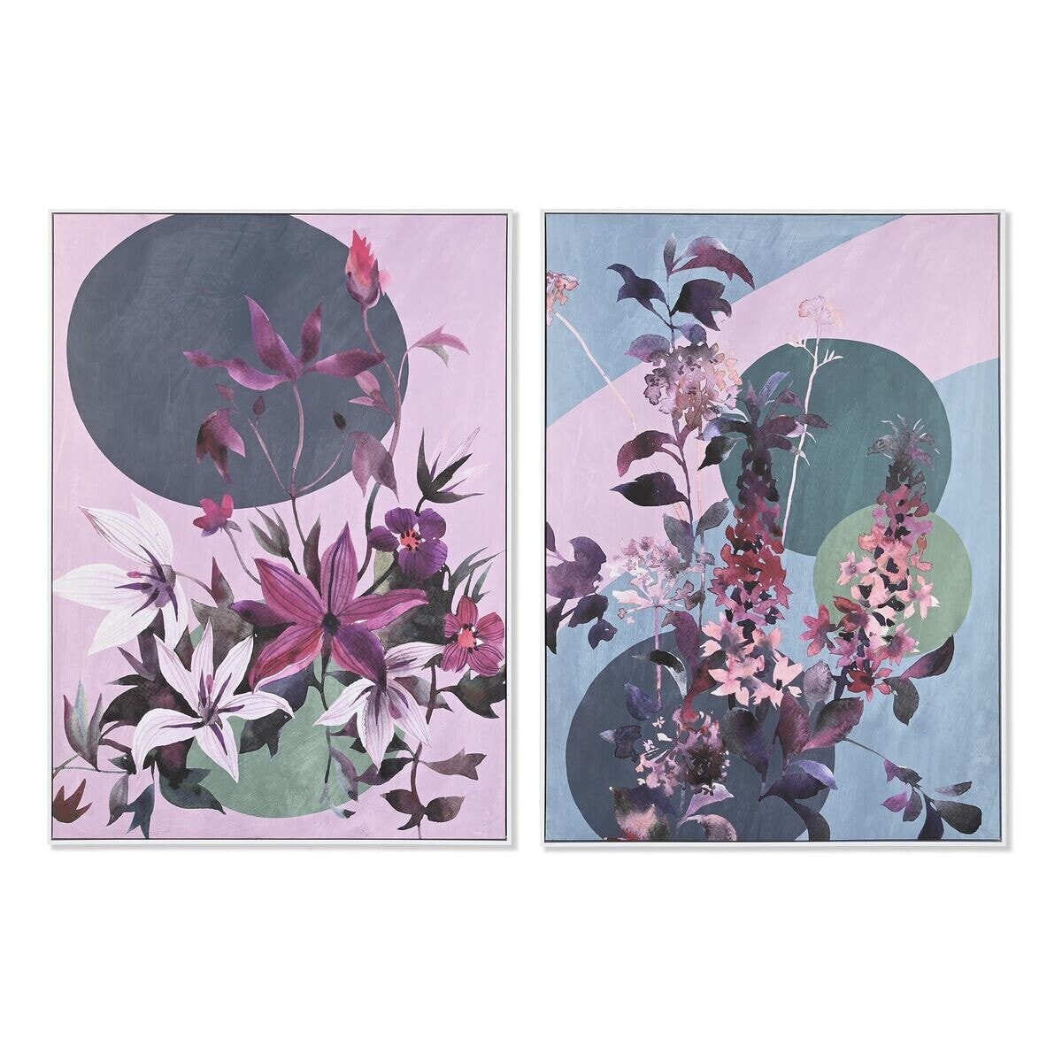 Painting DKD Home Decor 102,5 x 4,3 x 142,6 cm Flowers Modern (2 Units)