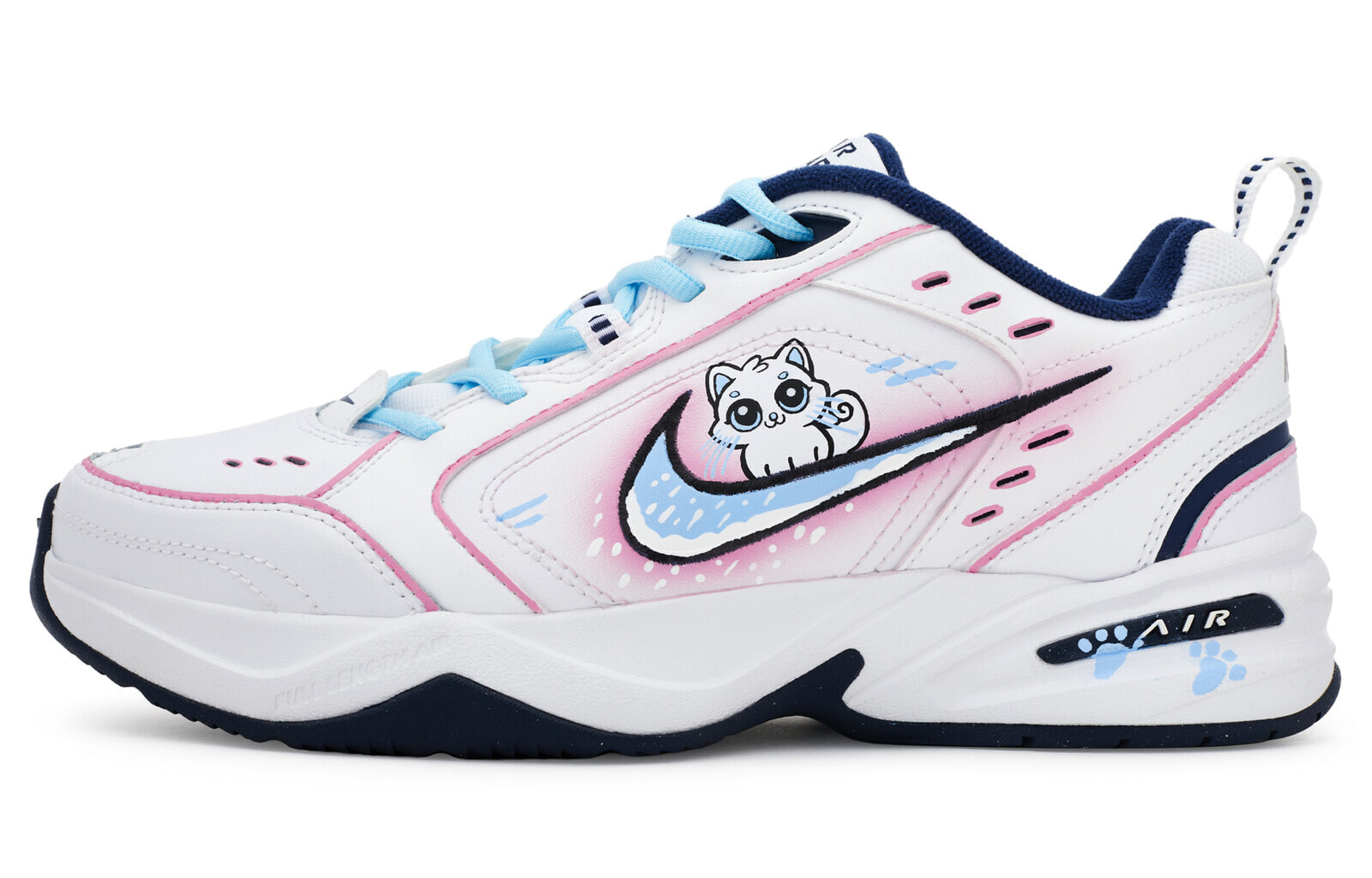 Nike Air Monarch 4 Chunky Sneakers Unisex Low-Top Pink Blue