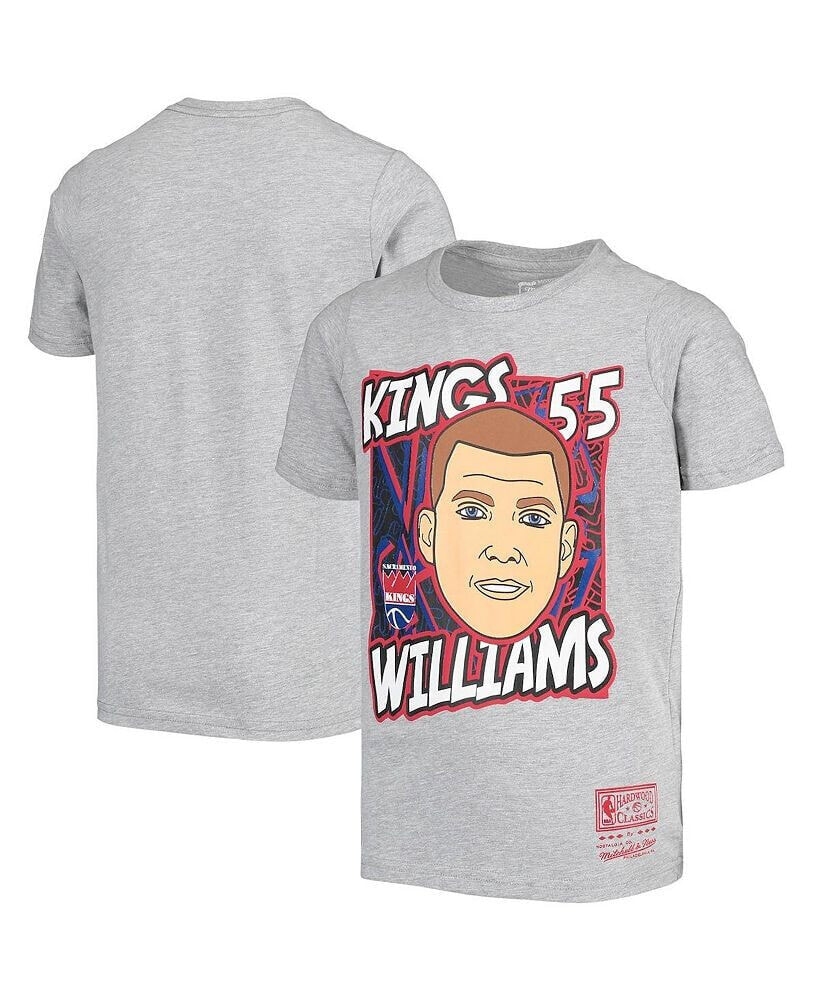 Mitchell & Ness youth Boys Jason Williams Gray Sacramento Kings Hardwood Classics King of the Court Player T-shirt