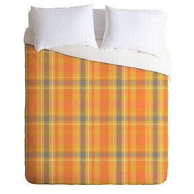 Deny Designs Allyson Johnson King Fall Time Plaid Comforter Set Orange