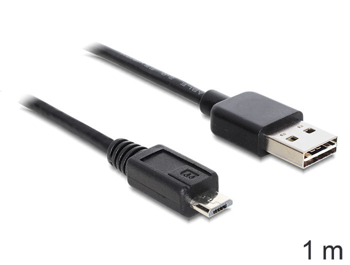 DeLOCK EASY-USB 2.0-A - USB 2.0 micro-B, 1m USB кабель USB A Micro-USB B Черный 83366