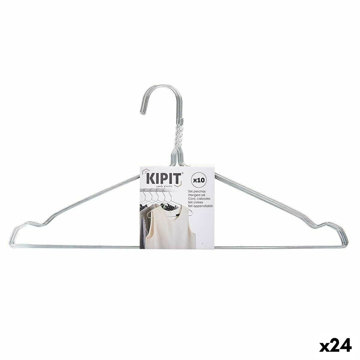 Set of Clothes Hangers 40 x 1 x 20 cm Silver Metal (24 Units)