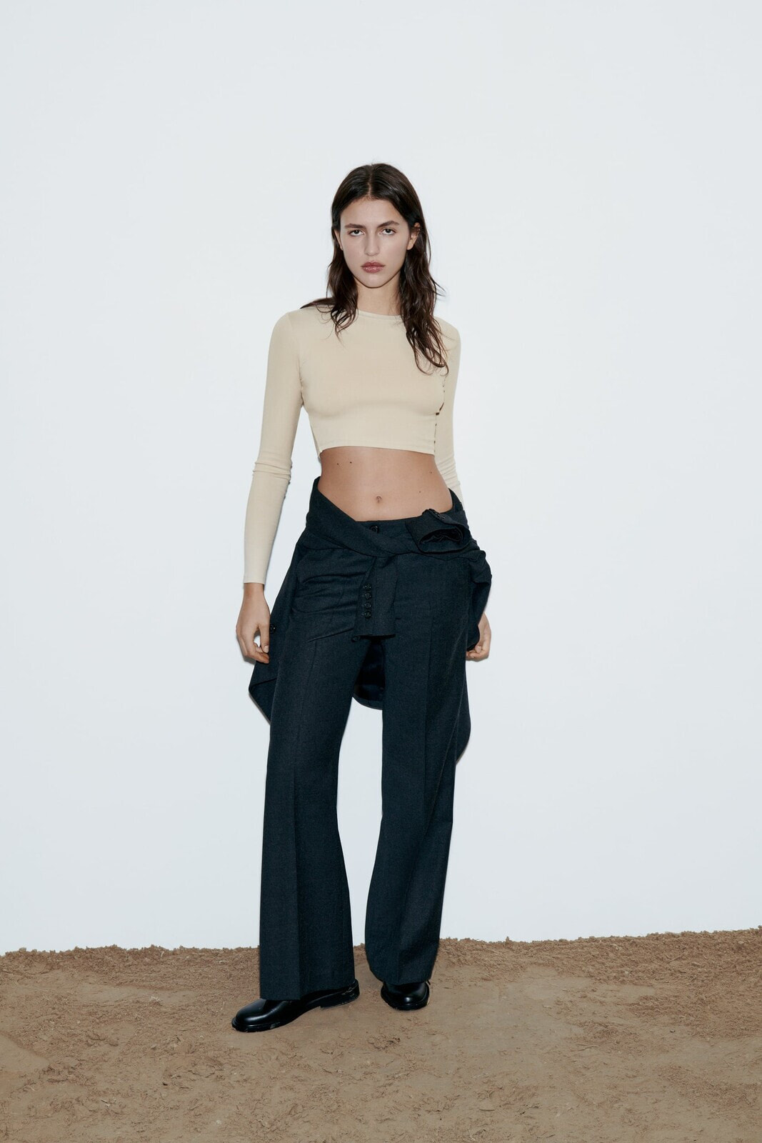 Cotton and modal cropped t-shirt
