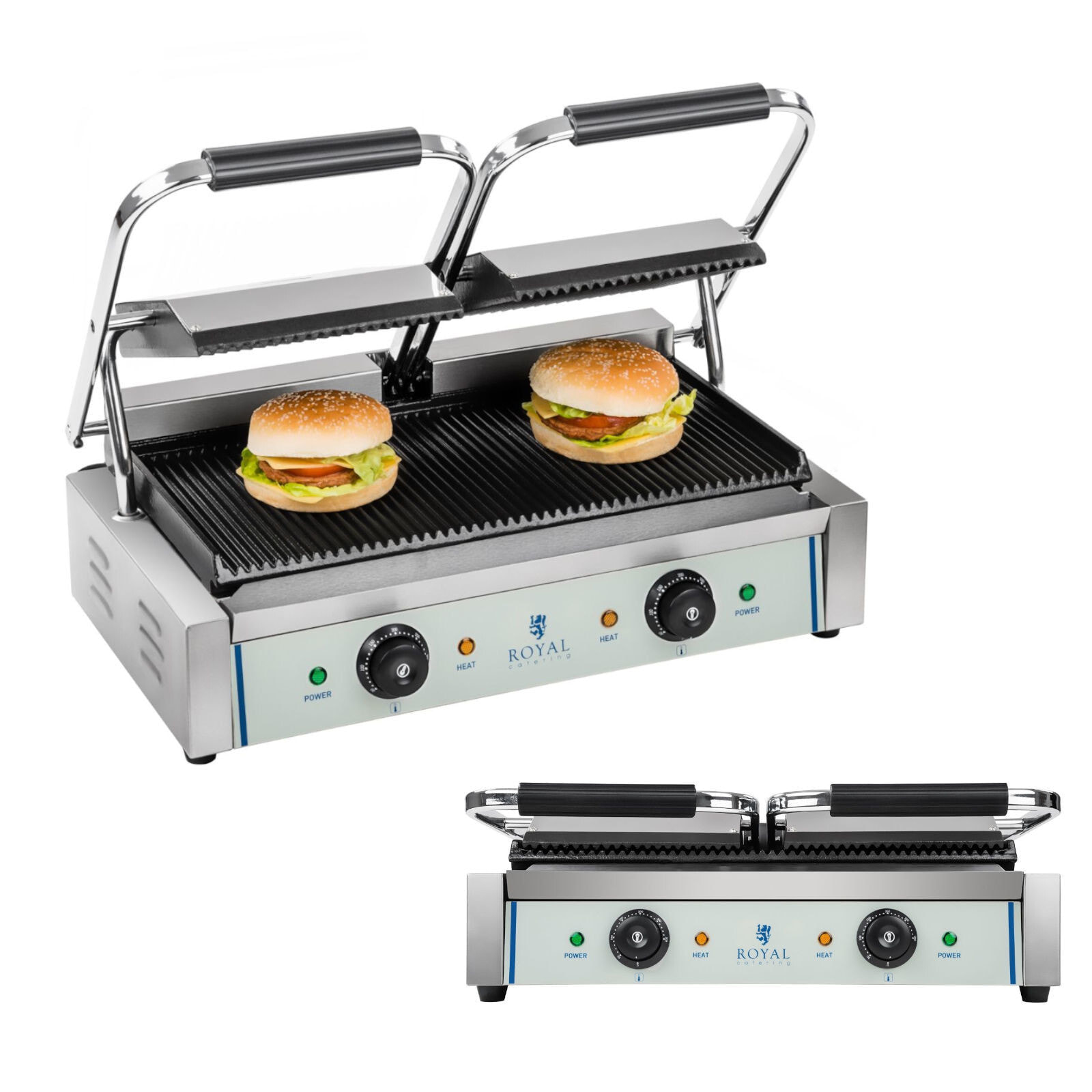 Double-sided grooved contact grill