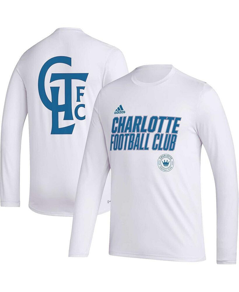 adidas men's White Charlotte FC Jersey Hook AEROREADY Long Sleeve T-shirt