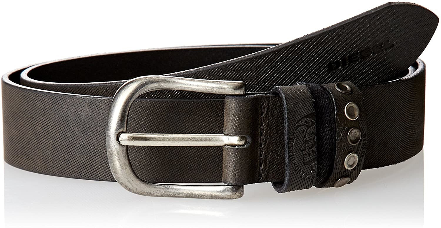 Мужской ремень коричневый кожаный для джинс  широкий с пряжкой Diesel Mens B-touch belt
