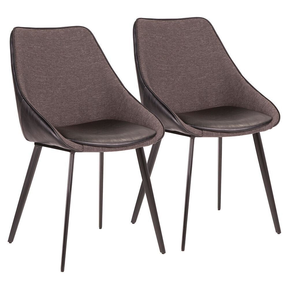 Marche TwoTone Chair in Faux Leather and Fabric Set of 2