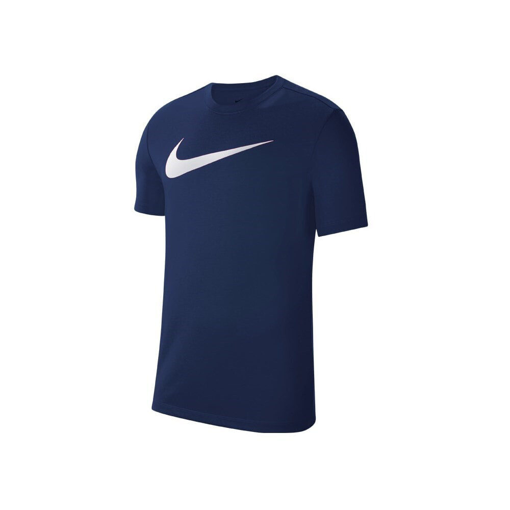 Мужская футболка спортивная синяя однотонная с логотипом на груди Nike Drifit Park 20