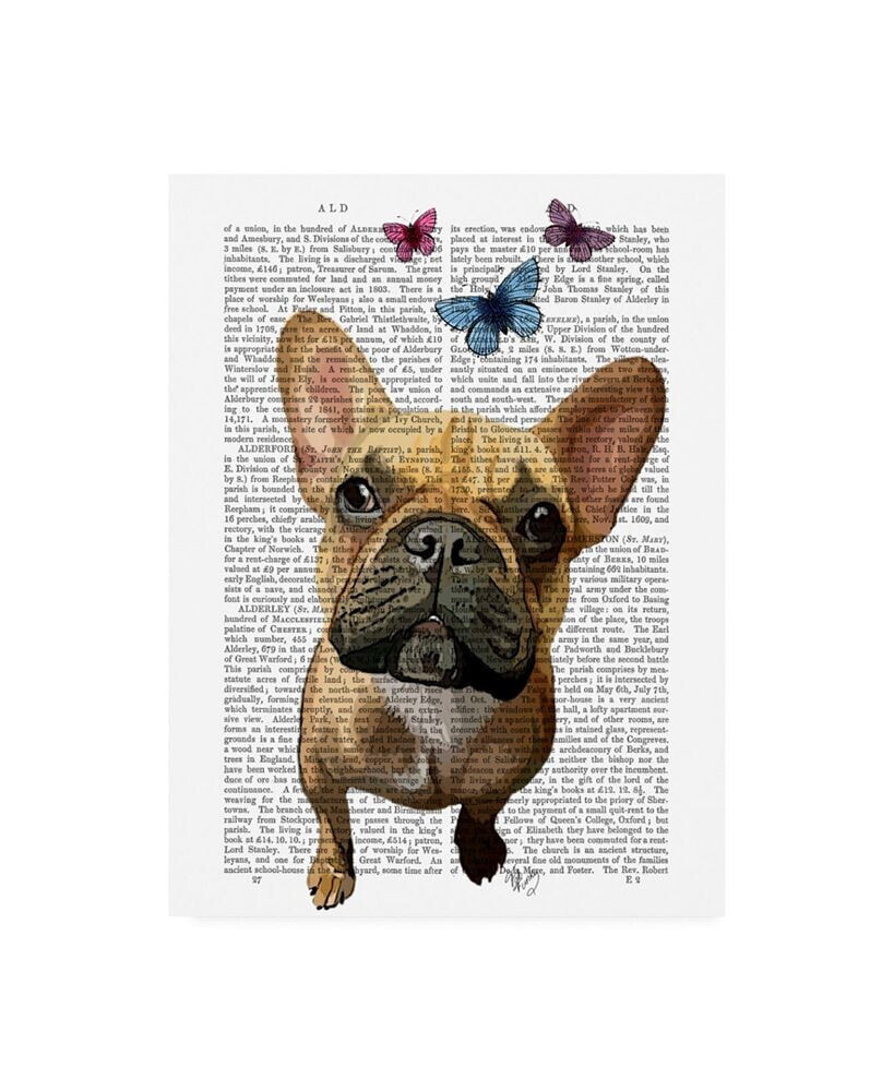 Trademark Global fab Funky Brown French Bulldog and Butterflies Canvas Art - 19.5