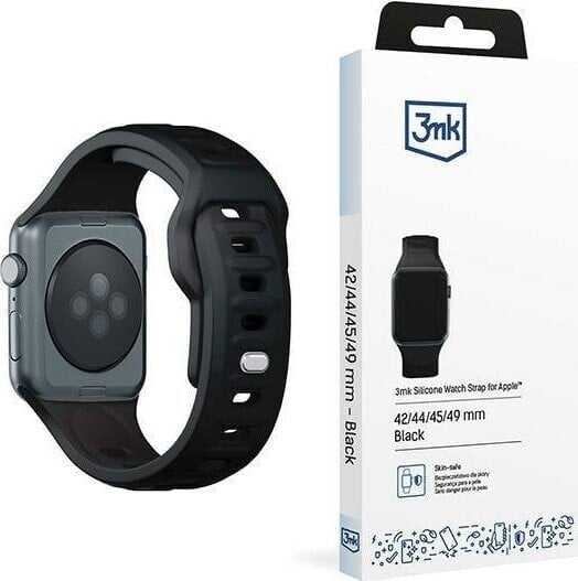 3MK 42/44/45/49 mm Black - 3mk Silicone Watch Strap for Apple