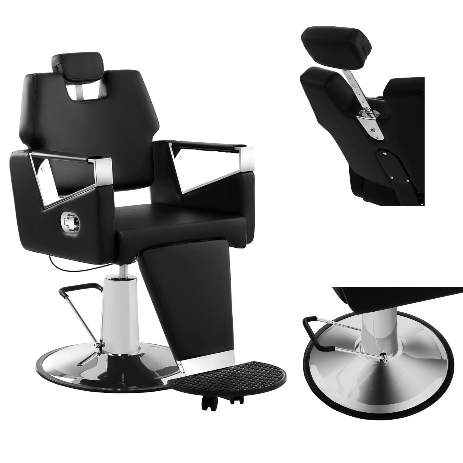 Professional barber chair with a rotating footrest TURIN Physa black