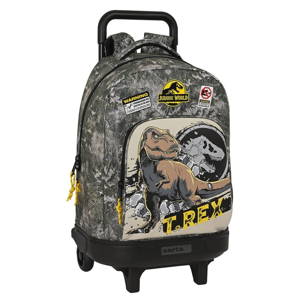 SAFTA Compact With Trolley Wheels Jurassic World Warning Backpack