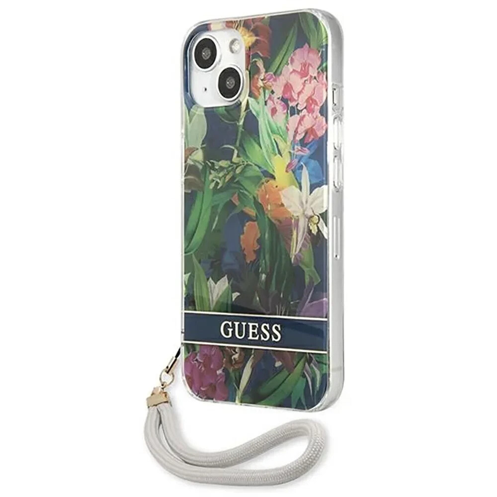 GUESS Guhcp13Mhflsb iPhone 13.14.15 6.1 Niebieski Flower Strap phone case