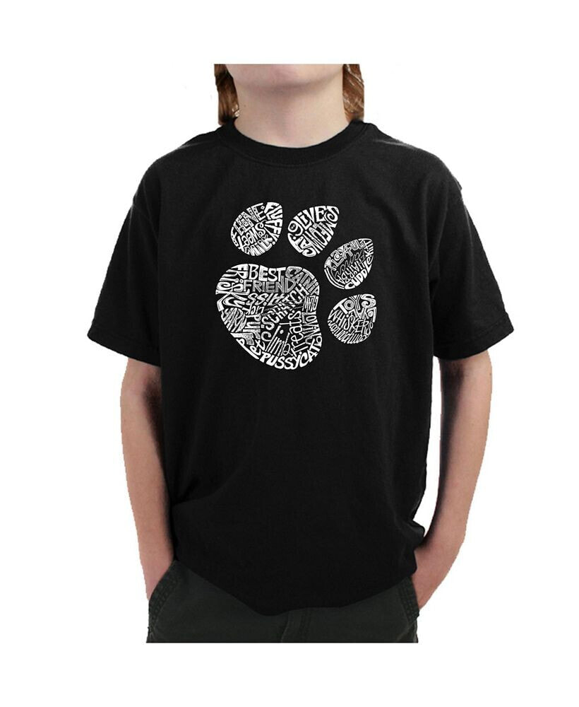 LA Pop Art big Boy's Word Art T-shirt - Cat Paw