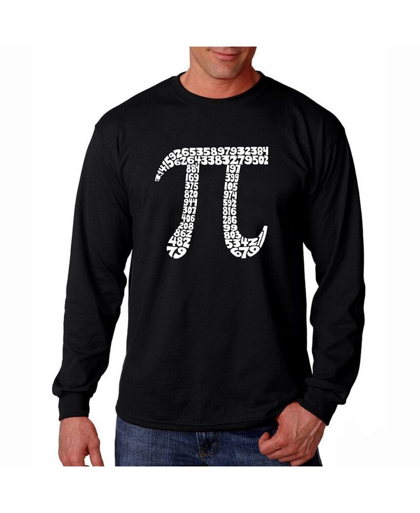 Men's Word Art Long Sleeve T-Shirt - 100 Digits of Pi