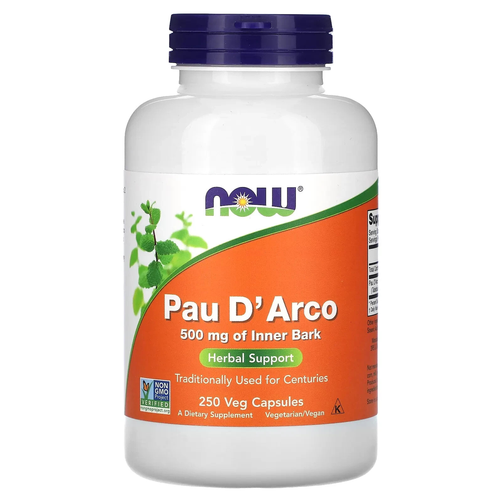 NOW Pau D'Arco Кора муравьиного дерева 500 мг 250 растительных капсул