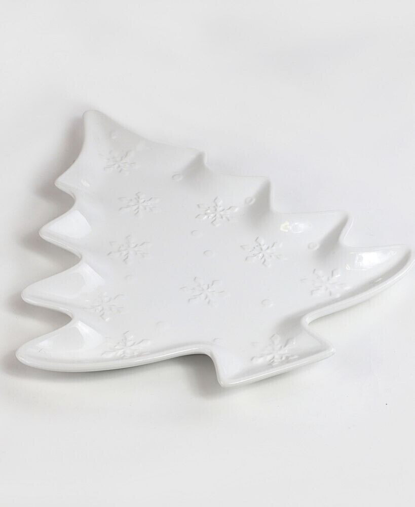Euro Ceramica winterfest Tree Platter