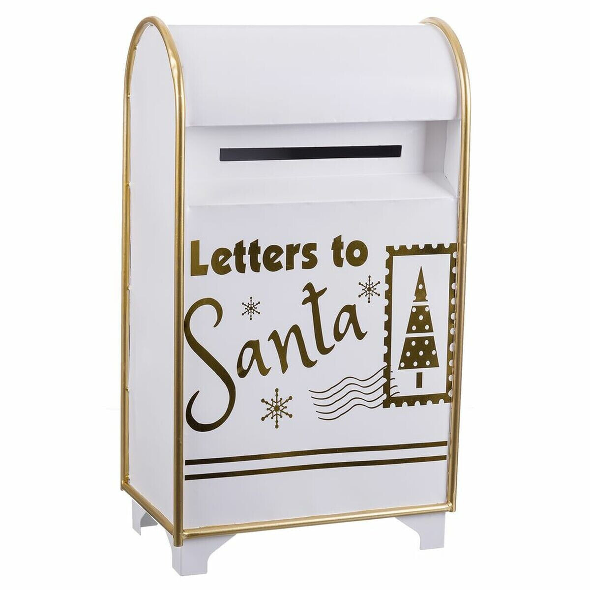 Christmas bauble White Golden Metal Letterbox 34,5 x 21,5 x 61,5 cm