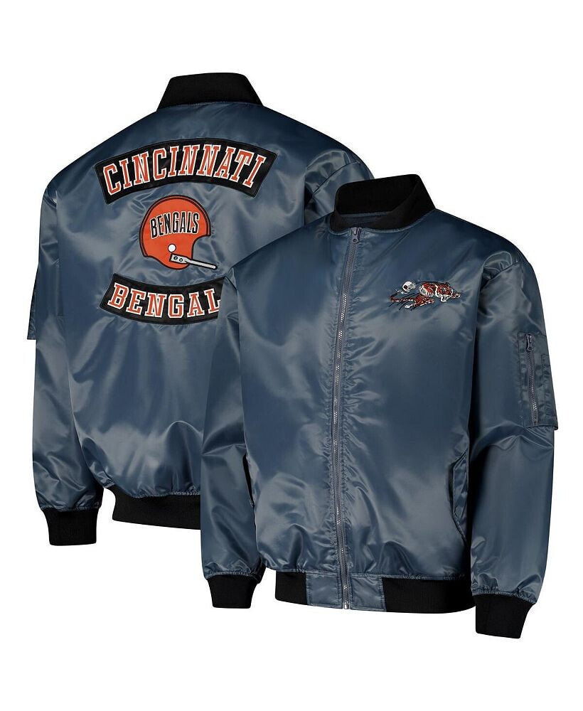 Mitchell & Ness men's Charcoal Cincinnati Bengals Big Tall Bomber Full-Zip Jacket