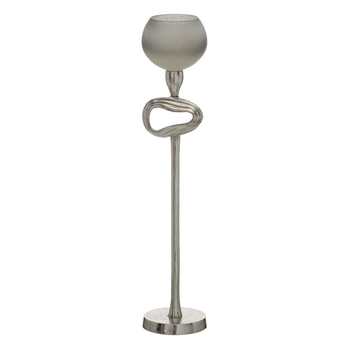 Candleholder Grey Silver Aluminium Crystal 11 x 11 x 56 cm